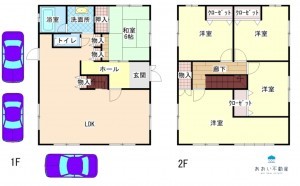 米原市柏原、中古一戸建ての間取り画像です