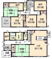 長浜市四ツ塚町、中古一戸建ての間取り画像です