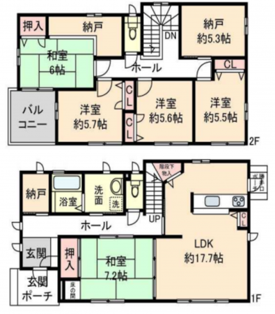 長浜市四ツ塚町、中古一戸建ての間取り画像です
