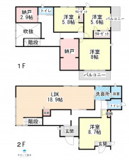 米原市飯、中古一戸建ての間取り画像です