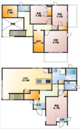 米原市、中古一戸建ての間取り画像です
