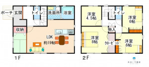 米原市中多良、中古一戸建ての間取り画像です