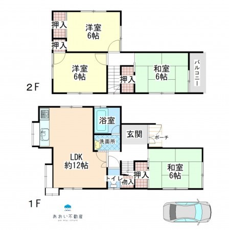 長浜市西浅井町、中古一戸建ての間取り画像です