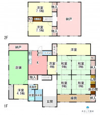 長浜市細江町、中古一戸建ての間取り画像です