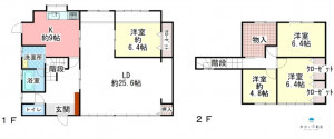 長浜市高月町、中古一戸建ての間取り画像です