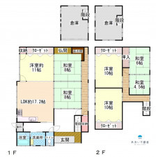長浜市口分田町、中古一戸建ての間取り画像です