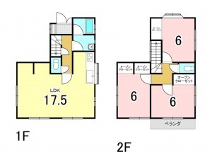 上尾市大字領家、中古一戸建ての間取り画像です