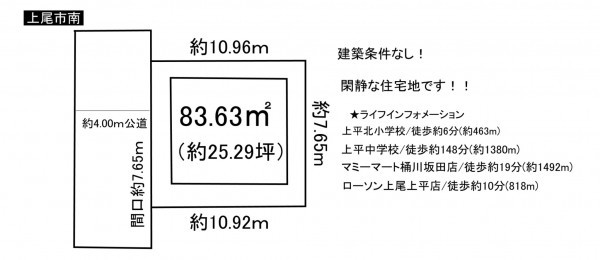 上尾市大字南、土地の間取り画像です