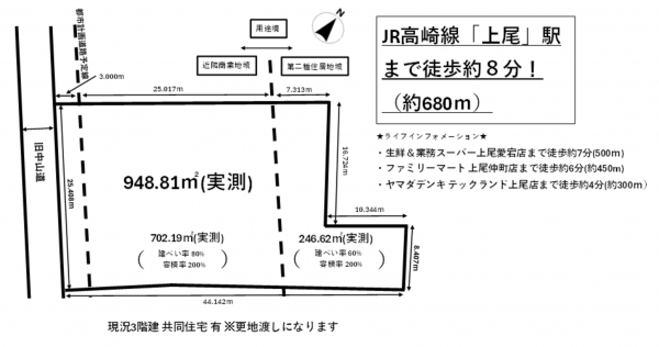 上尾市愛宕、土地の間取り画像です