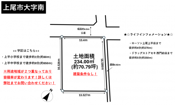 上尾市大字南、土地の間取り画像です