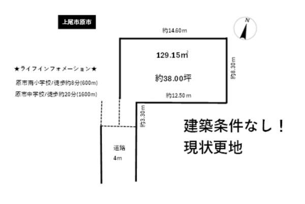 上尾市大字原市、土地の間取り画像です