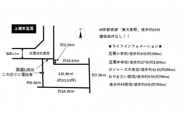 上尾市大字瓦葺、土地の間取り画像です