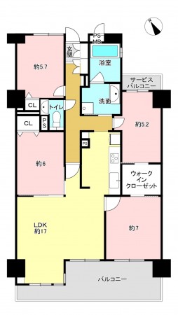 上尾市谷津、マンションの間取り画像です