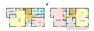 上尾市弁財、中古一戸建ての間取り画像です