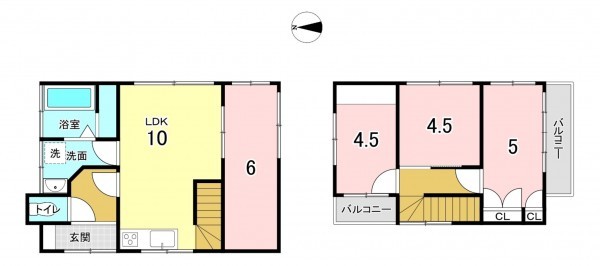 上尾市中分、中古一戸建ての間取り画像です