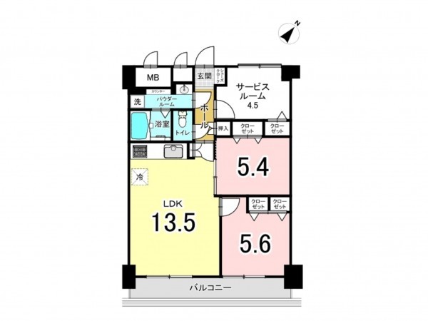 上尾市仲町、マンションの間取り画像です