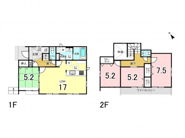 上尾市大字原市、新築一戸建ての間取り画像です