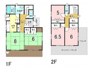 上尾市平塚、中古一戸建ての間取り画像です