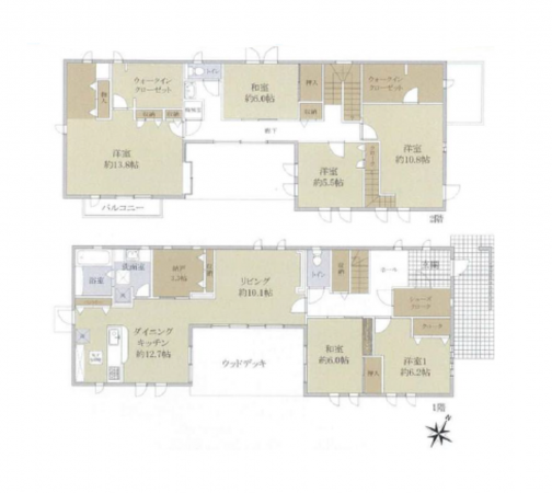 上尾市愛宕、中古一戸建ての間取り画像です