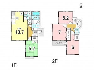 上尾市大字中新井、中古一戸建ての間取り画像です