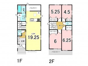 上尾市浅間台、新築一戸建ての間取り画像です