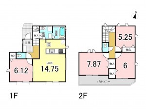 上尾市大字小敷谷、新築一戸建ての間取り画像です