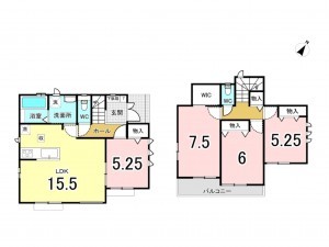 上尾市上平中央、新築一戸建ての間取り画像です