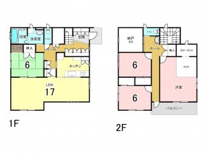 上尾市大字原市、中古一戸建ての間取り画像です