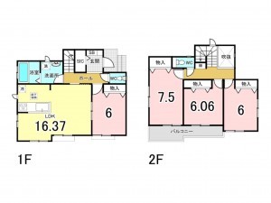 上尾市大字平方、中古一戸建ての間取り画像です