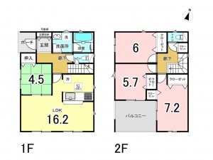 上尾市大字上野、新築一戸建ての間取り画像です