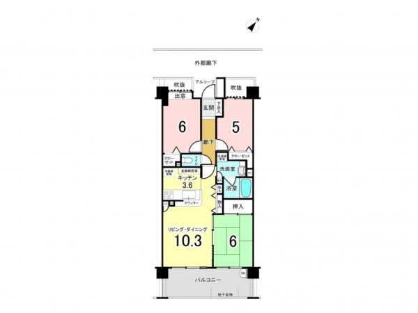 上尾市宮本町、マンションの間取り画像です