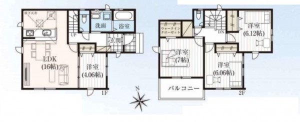 上尾市大字瓦葺、新築一戸建ての間取り画像です