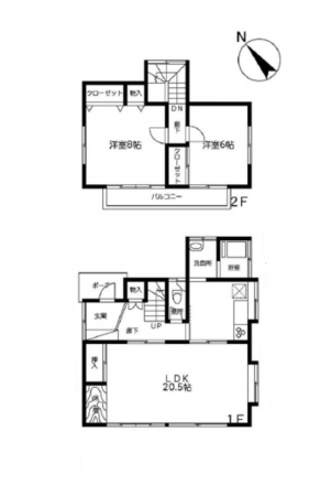 上尾市大字瓦葺、中古一戸建ての間取り画像です