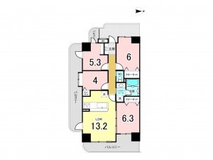 上尾市柏座、マンションの間取り画像です