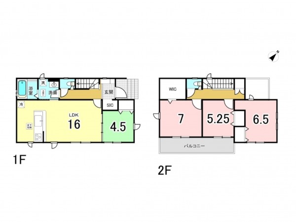 上尾市大字原市、新築一戸建ての間取り画像です