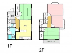 上尾市大字南、中古一戸建ての間取り画像です