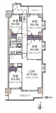 上尾市柏座、マンションの間取り画像です