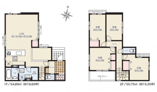 上尾市向山、新築一戸建ての間取り画像です