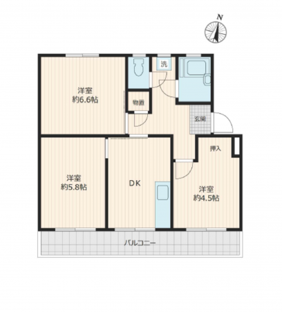 上尾市本町、マンションの間取り画像です