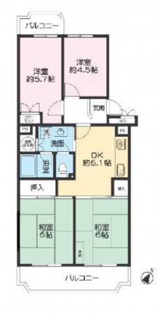 上尾市西宮下、マンションの間取り画像です