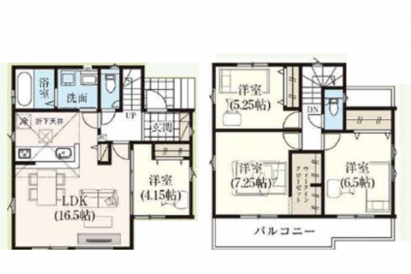上尾市緑丘、新築一戸建ての間取り画像です
