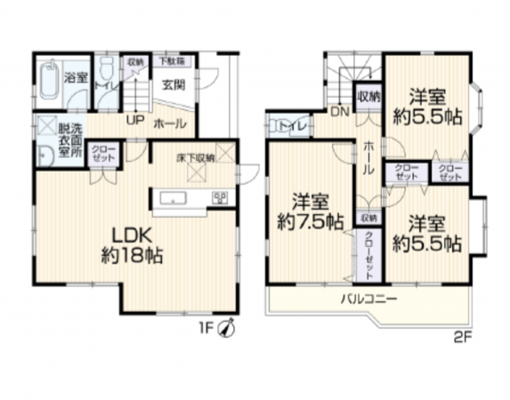 上尾市日の出、中古一戸建ての間取り画像です