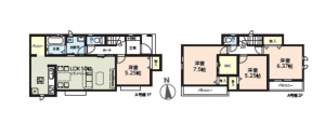 上尾市中分、新築一戸建ての間取り画像です