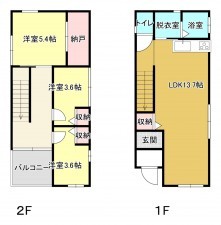 熊本市中央区国府、中古一戸建ての間取り画像です