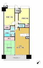 熊本市東区小峯、マンションの間取り画像です