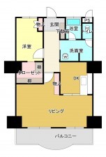 熊本市中央区練兵町、マンションの間取り画像です