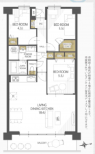 熊本市南区白藤、マンションの間取り画像です