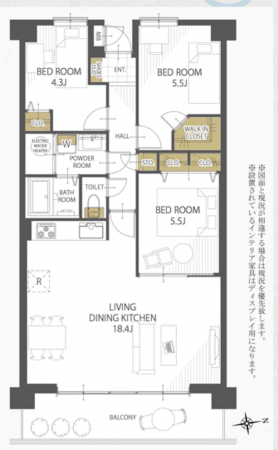 熊本市南区白藤、マンションの間取り画像です