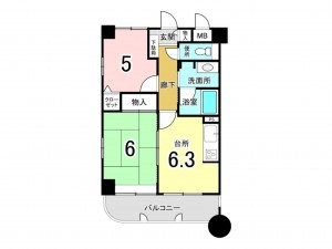 熊本市中央区水前寺、マンションの間取り画像です