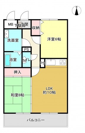 熊本市中央区八王寺町、マンションの間取り画像です